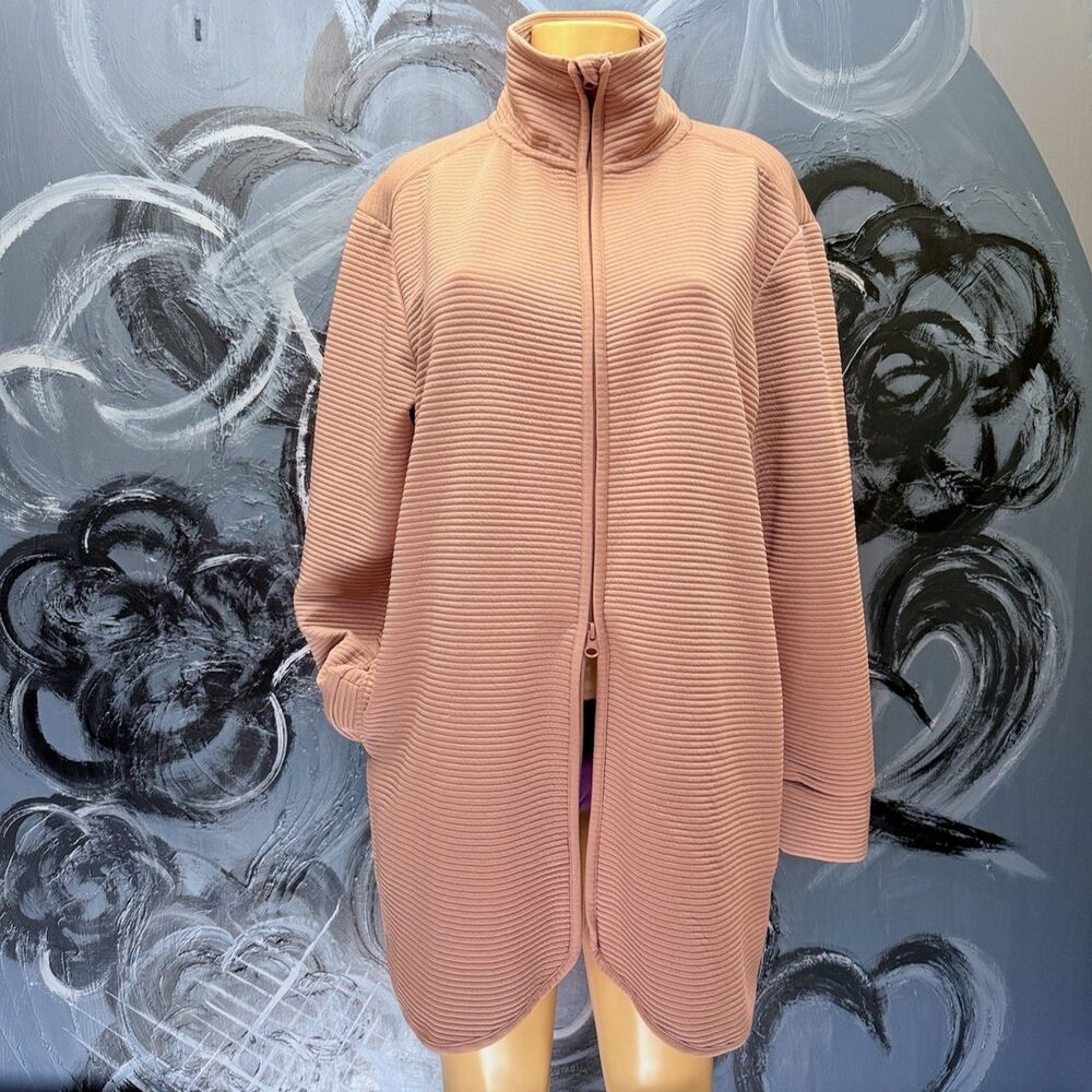 MPG Longline Performance Jacket Blush Pink XL Ribbed Full Zip